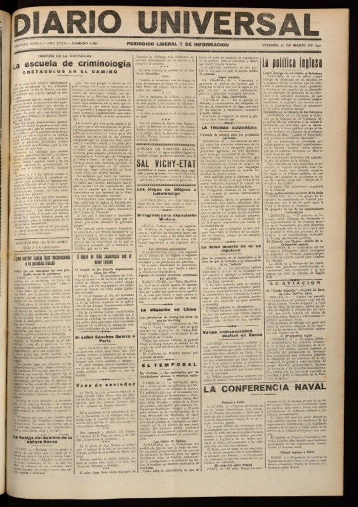 Miniatura de Diario Universal del 21 de marzo de 1930