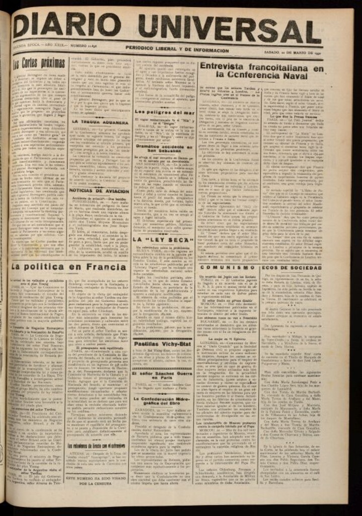 Miniatura de Diario Universal del 22 de marzo de 1930