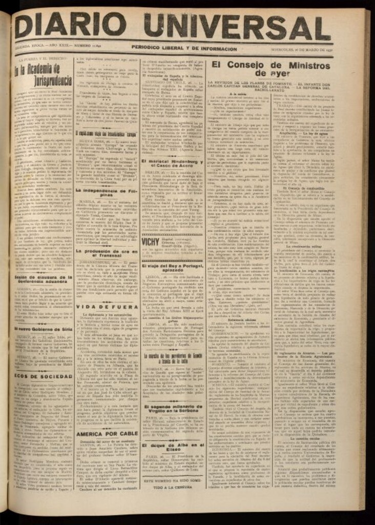 Miniatura de Diario Universal del 26 de marzo de 1930