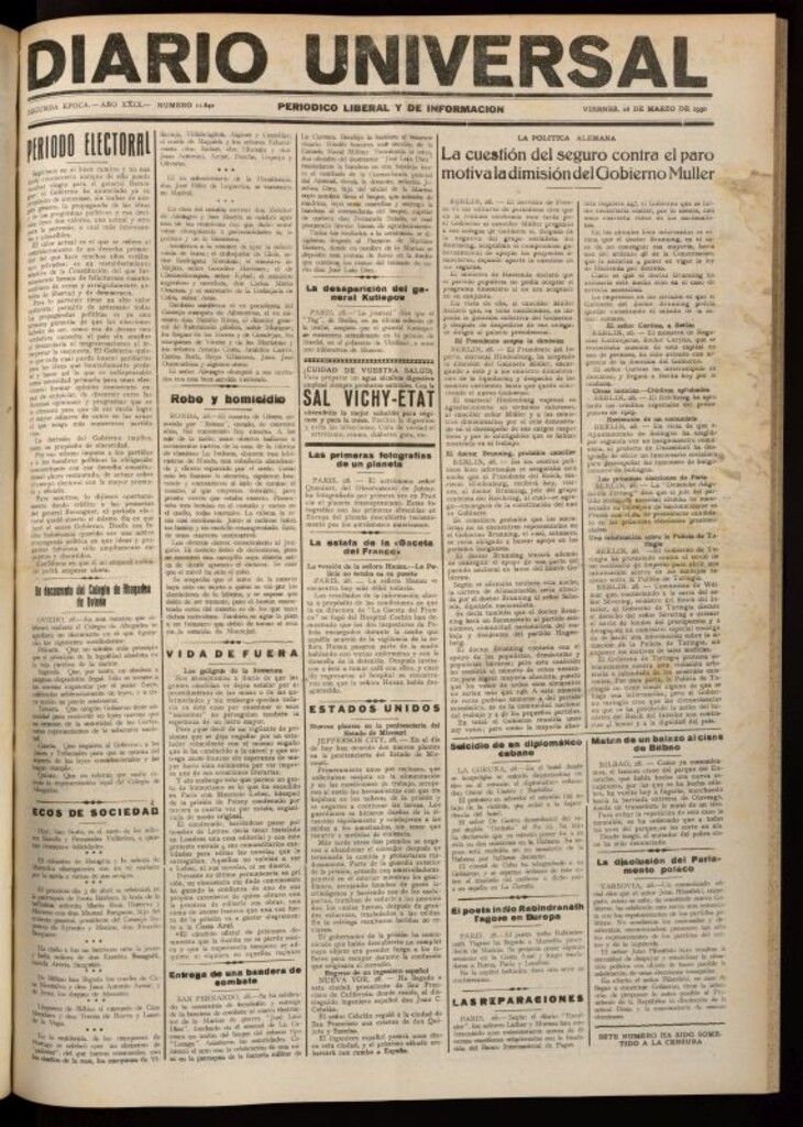 Miniatura de Diario Universal del 28 de marzo de 1930