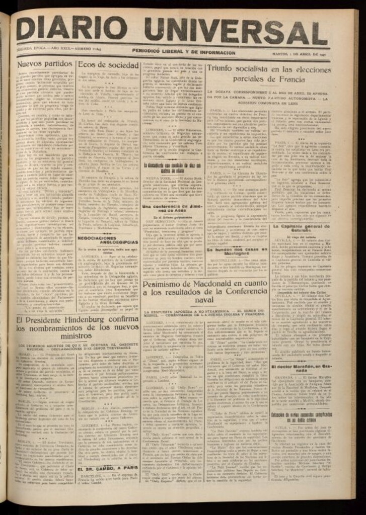 Miniatura de Diario Universal del 1 de abril de 1930