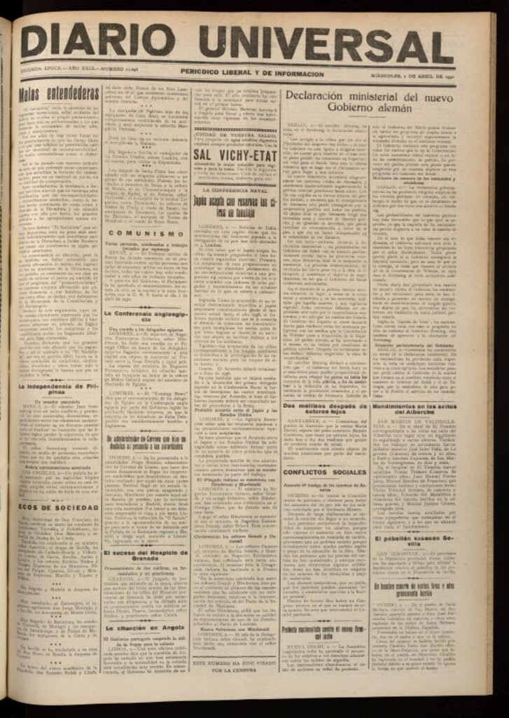 Miniatura de Diario Universal del 2 de abril de 1930