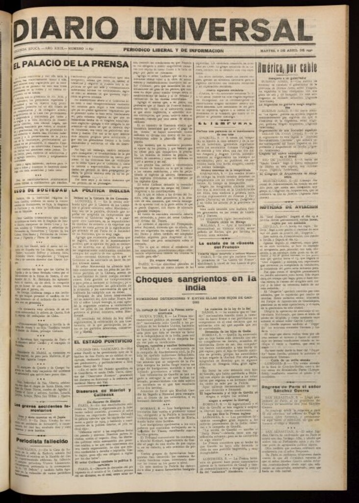 Miniatura de Diario Universal del 8 de abril de 1930