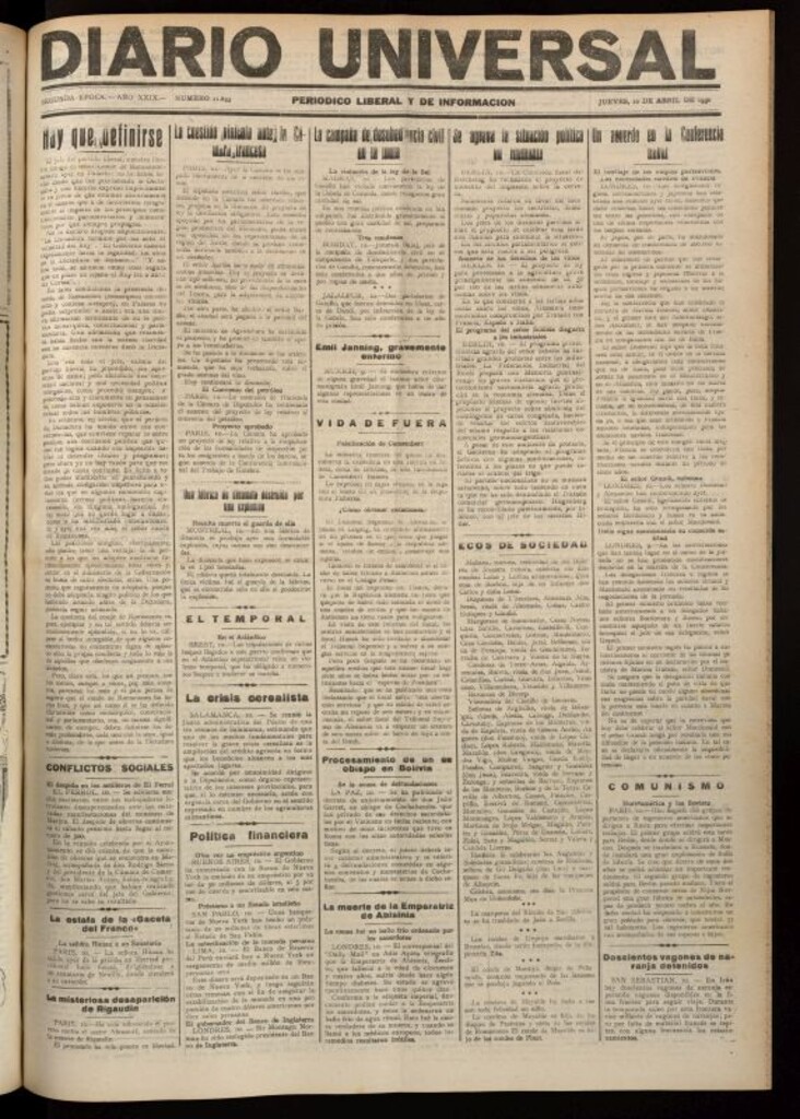Miniatura de Diario Universal del 10 de abril de 1930