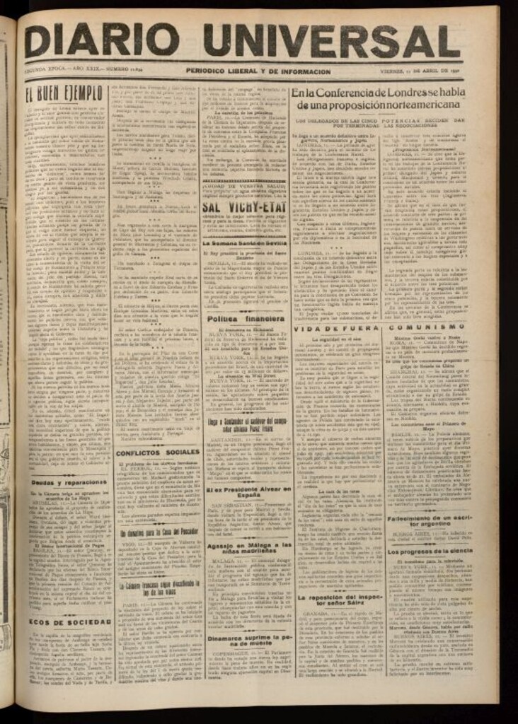 Miniatura de Diario Universal del 11 de abril de 1930