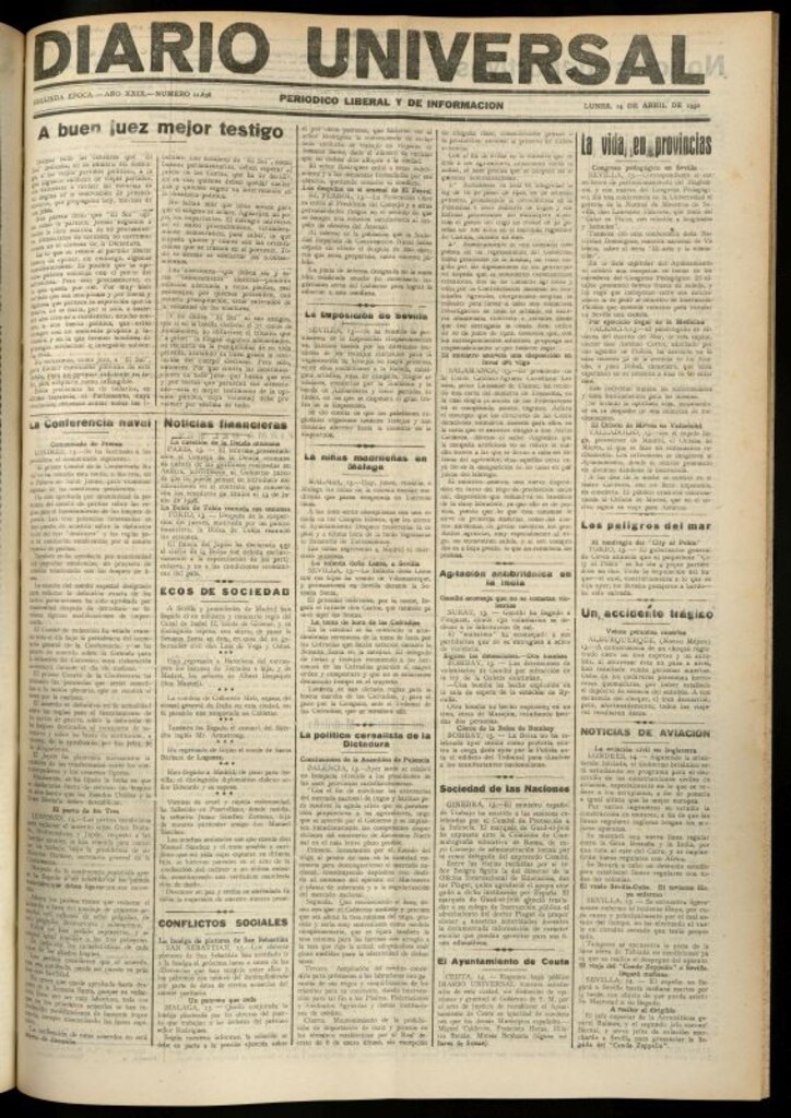 Miniatura de Diario Universal del 14 de abril de 1930