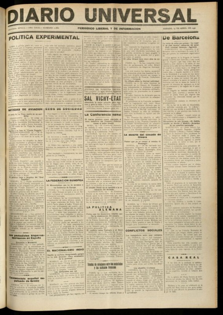 Miniatura de Diario Universal del 19 de abril de 1930