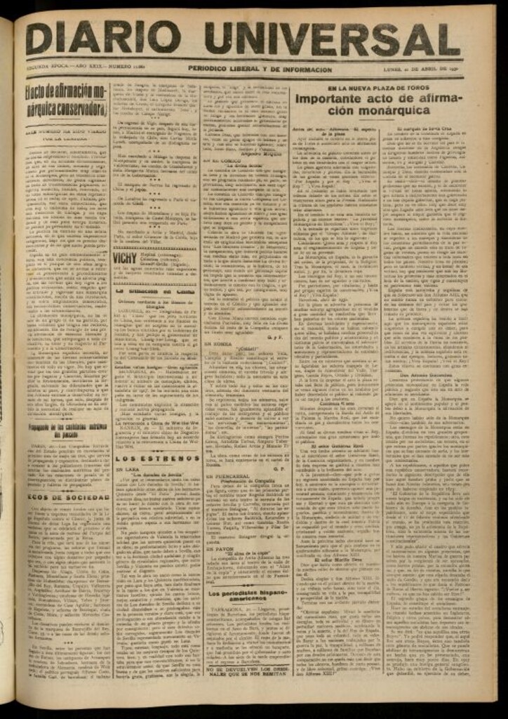Miniatura de Diario Universal del 21 de abril de 1930