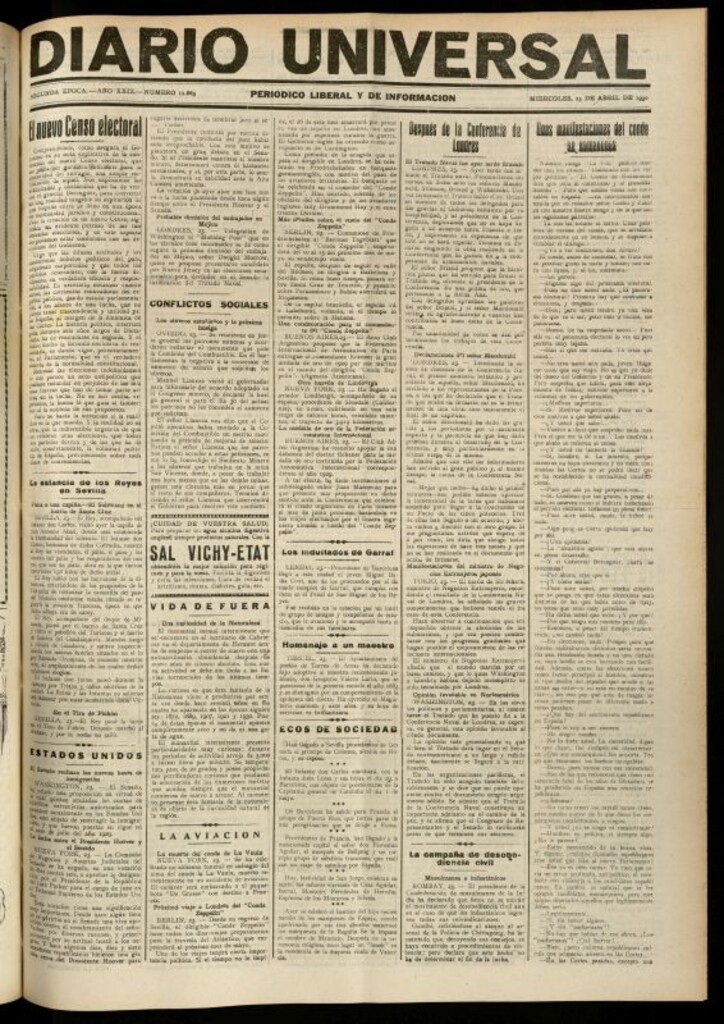 Miniatura de Diario Universal del 23 de abril de 1930