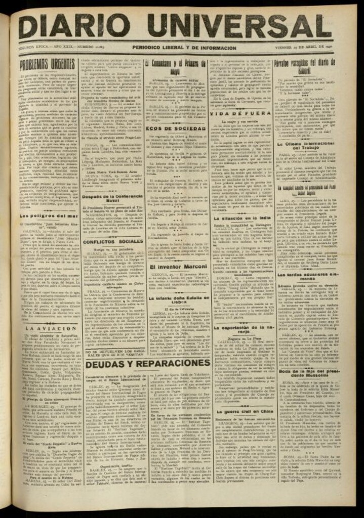 Miniatura de Diario Universal del 25 de abril de 1930
