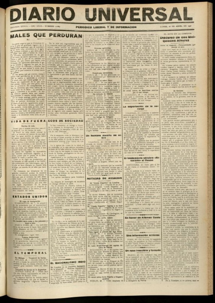Miniatura de Diario Universal del 28 de abril de 1930