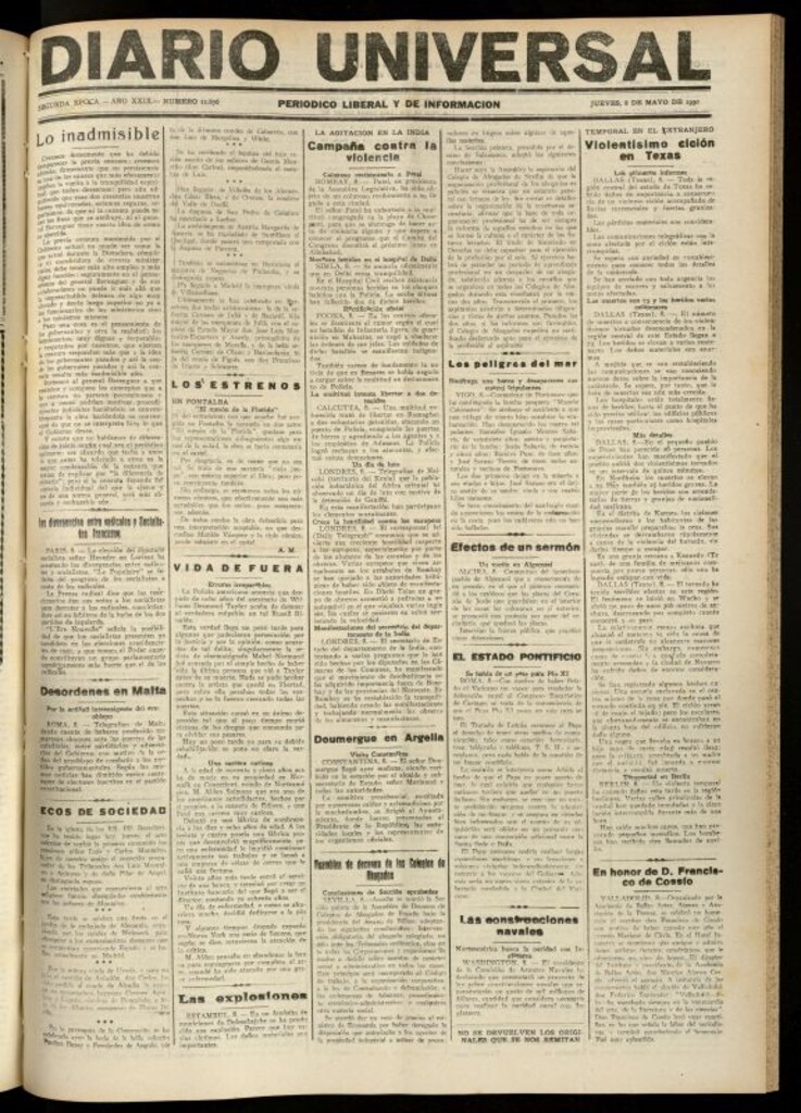 Miniatura de Diario Universal del 8 de mayo de 1930