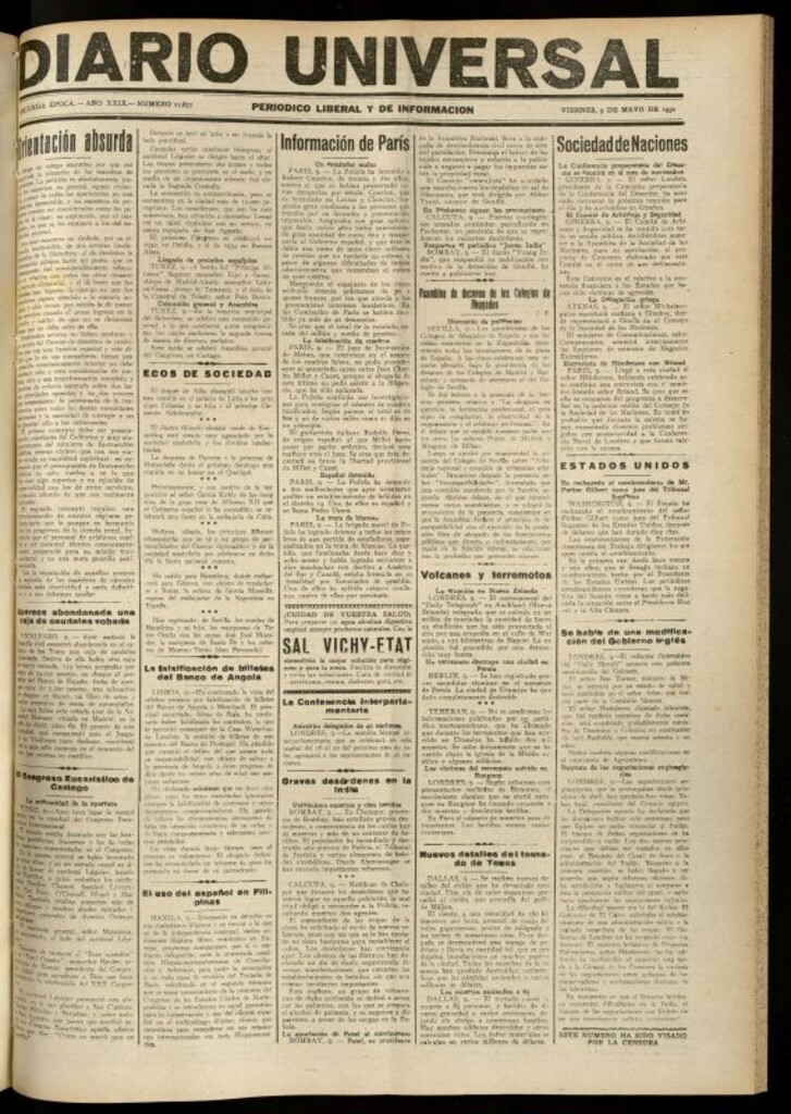 Miniatura de Diario Universal del 9 de mayo de 1930