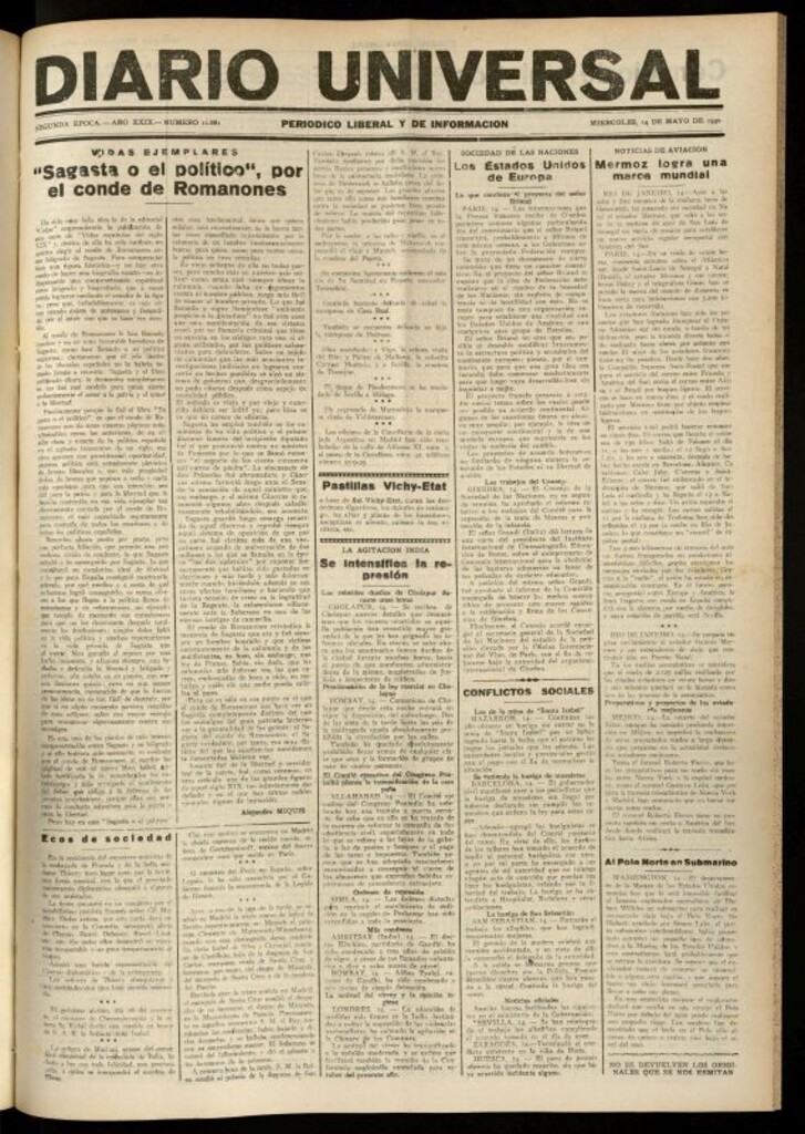Miniatura de Diario Universal del 14 de mayo de 1930
