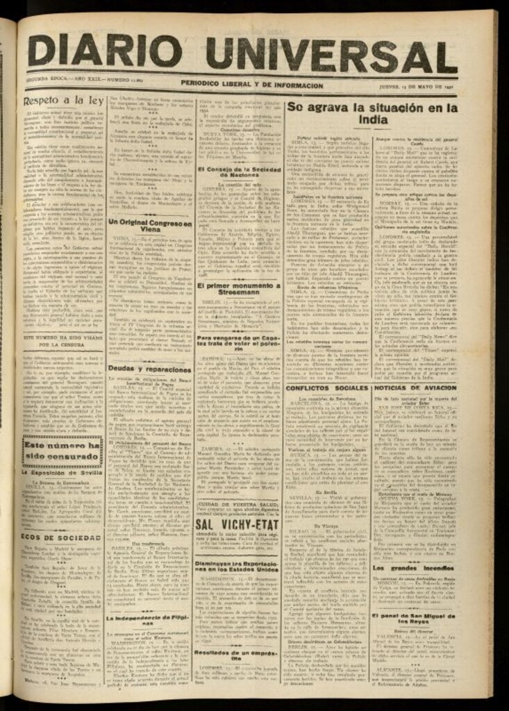 Miniatura de Diario Universal del 15 de mayo de 1930