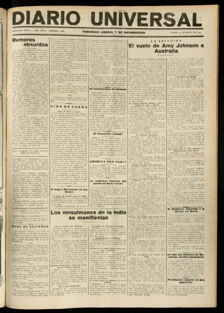 Miniatura de Diario Universal del 19 de mayo de 1930