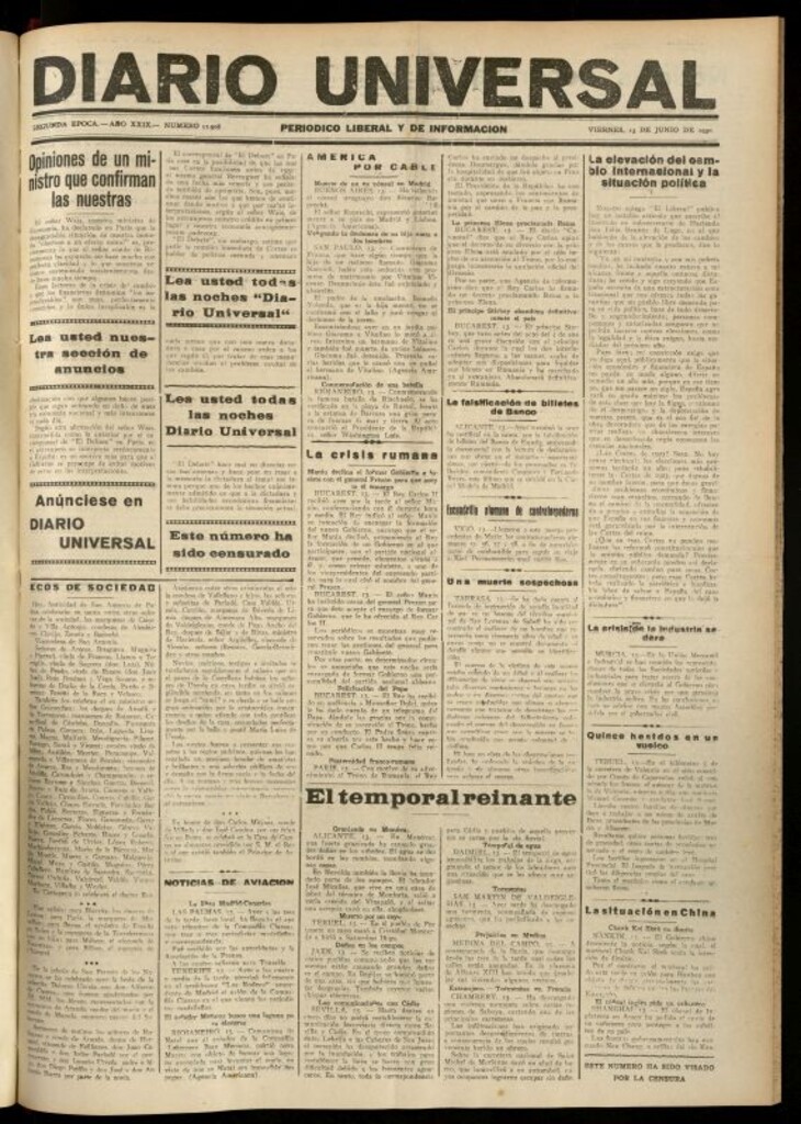 Miniatura de Diario Universal del 13 de junio de 1930