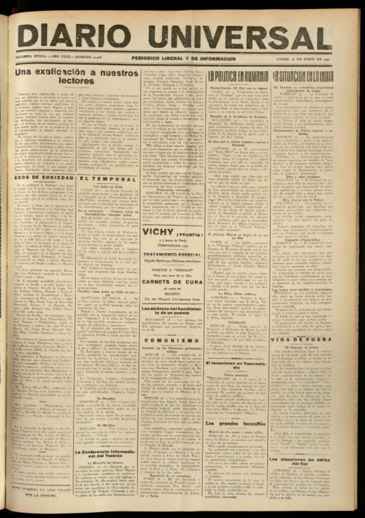 Miniatura de Diario Universal del 16 de junio de 1930