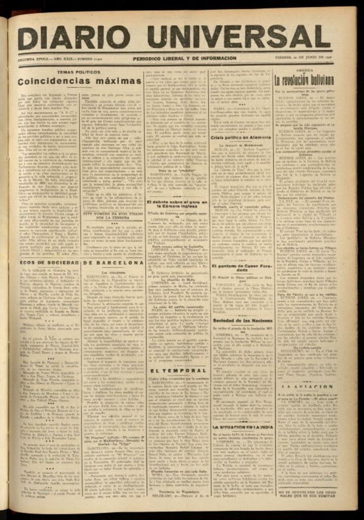Miniatura de Diario Universal del 20 de junio de 1930