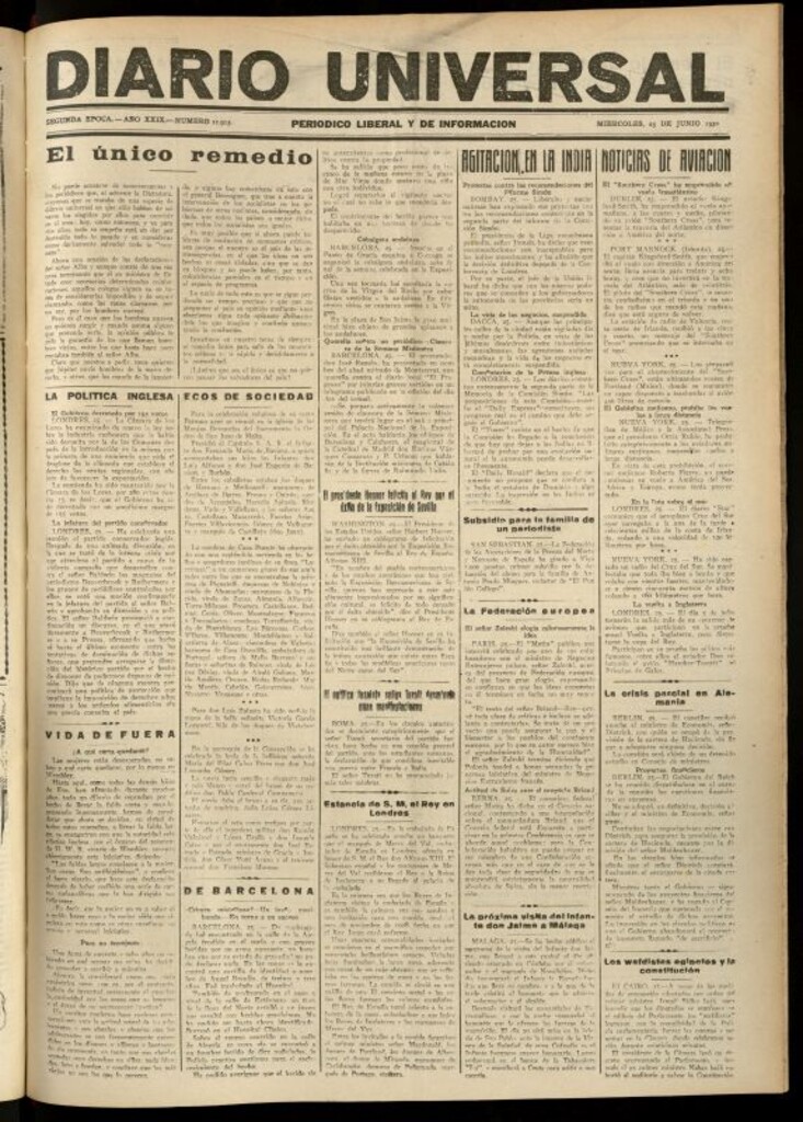 Miniatura de Diario Universal del 25 de junio de 1930