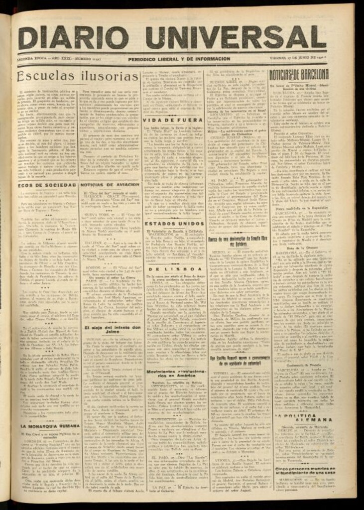 Miniatura de Diario Universal del 27 de junio de 1930