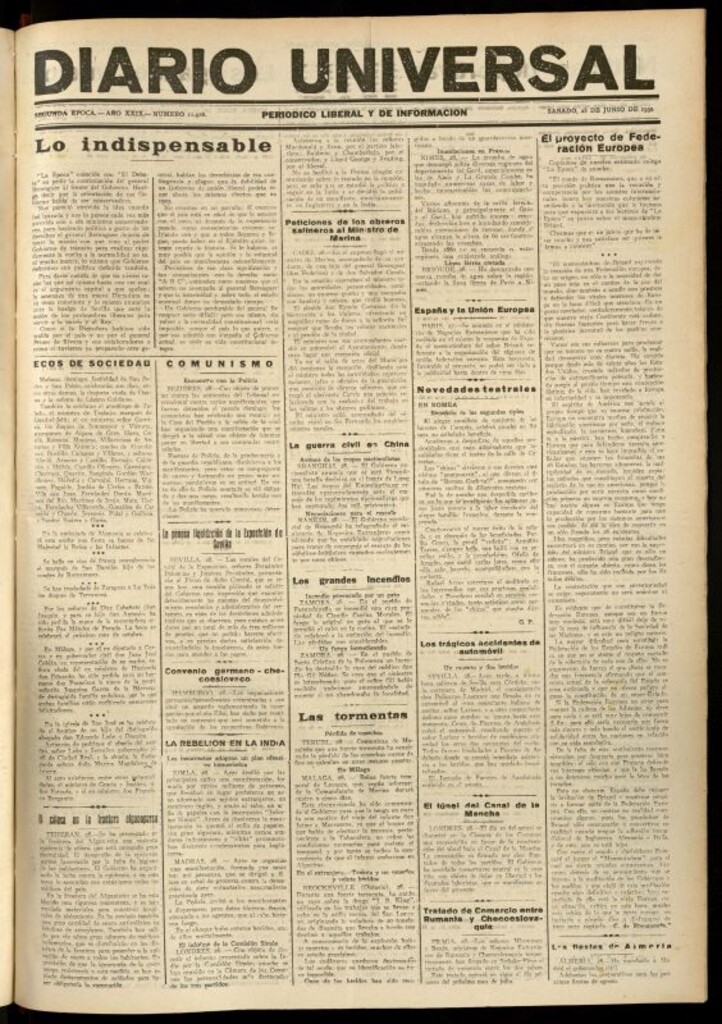 Miniatura de Diario Universal del 28 de junio de 1930