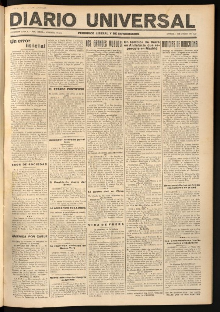 Miniatura de Diario Universal del 7 de julio de 1930