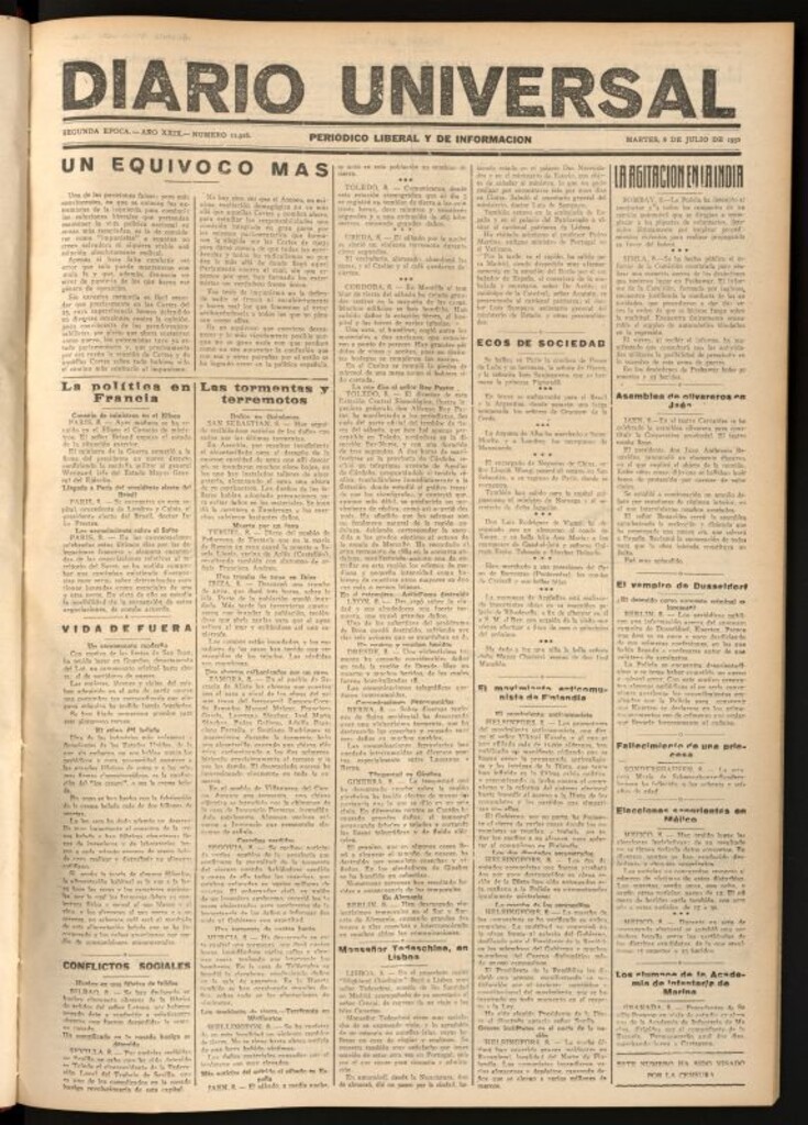 Miniatura de Diario Universal del 8 de julio de 1930