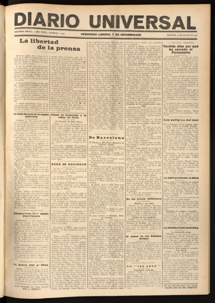 Miniatura de Diario Universal del 15 de julio de 1930