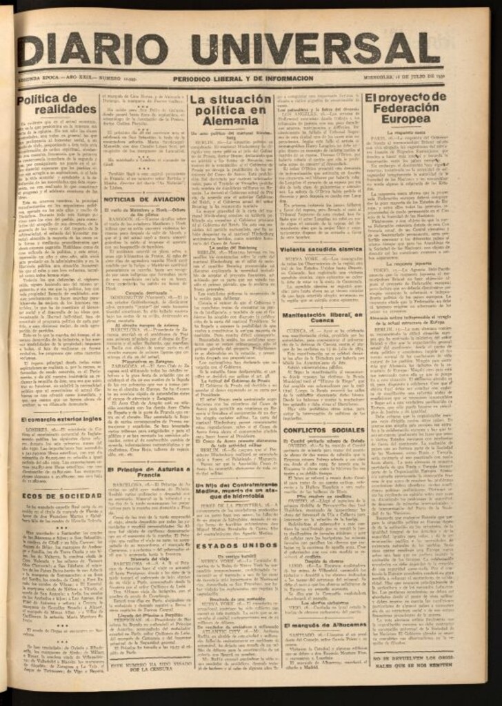 Miniatura de Diario Universal del 16 de julio de 1930