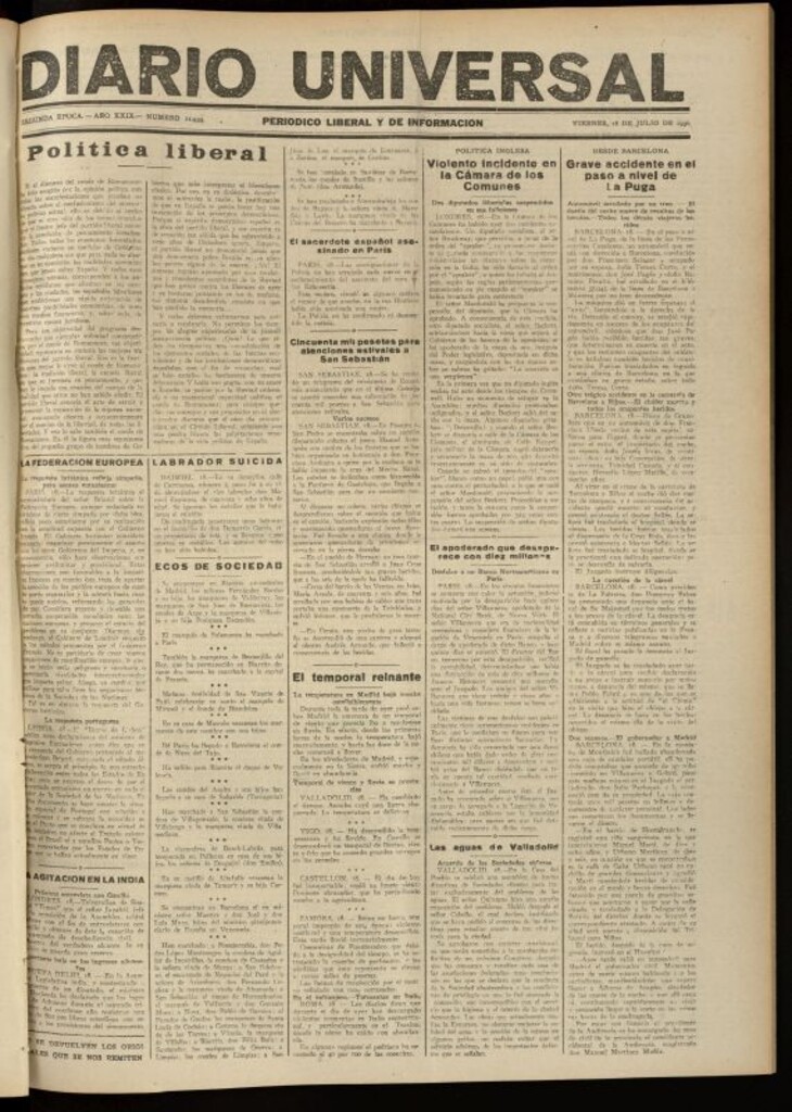Miniatura de Diario Universal del 18 de julio de 1930