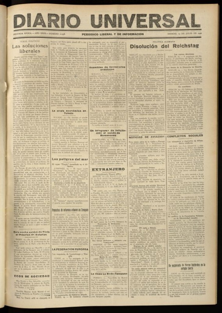 Miniatura de Diario Universal del 19 de julio de 1930