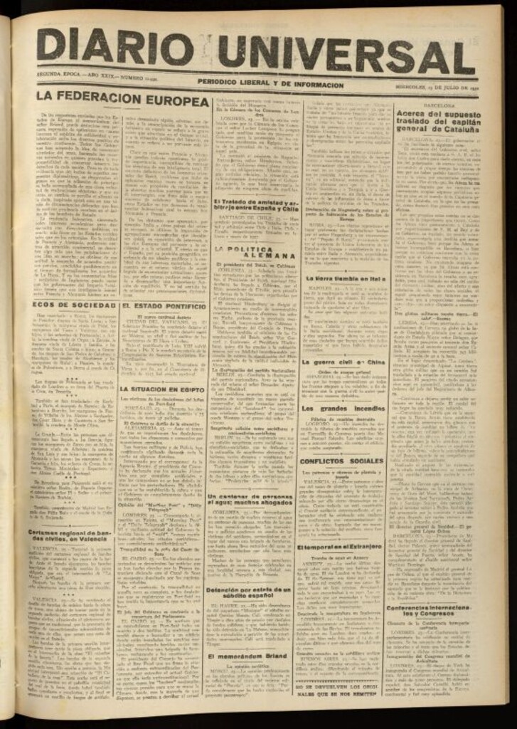 Miniatura de Diario Universal del 23 de julio de 1930