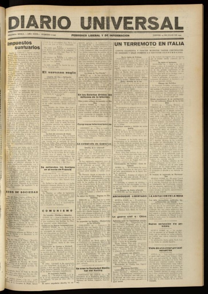 Miniatura de Diario Universal del 24 de julio de 1930