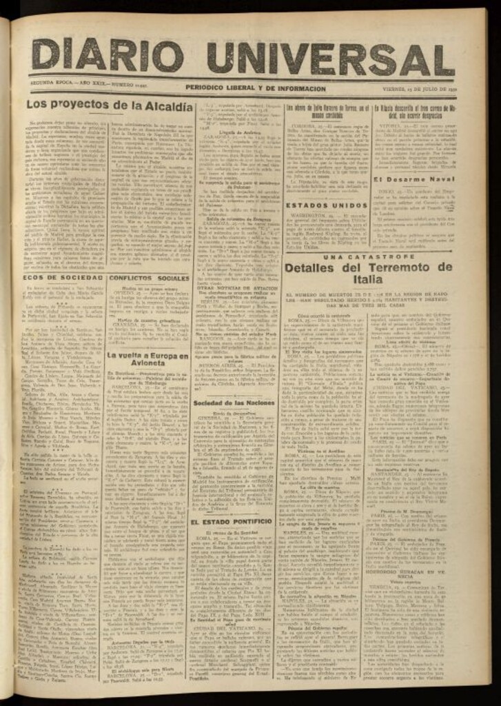 Miniatura de Diario Universal del 25 de julio de 1930