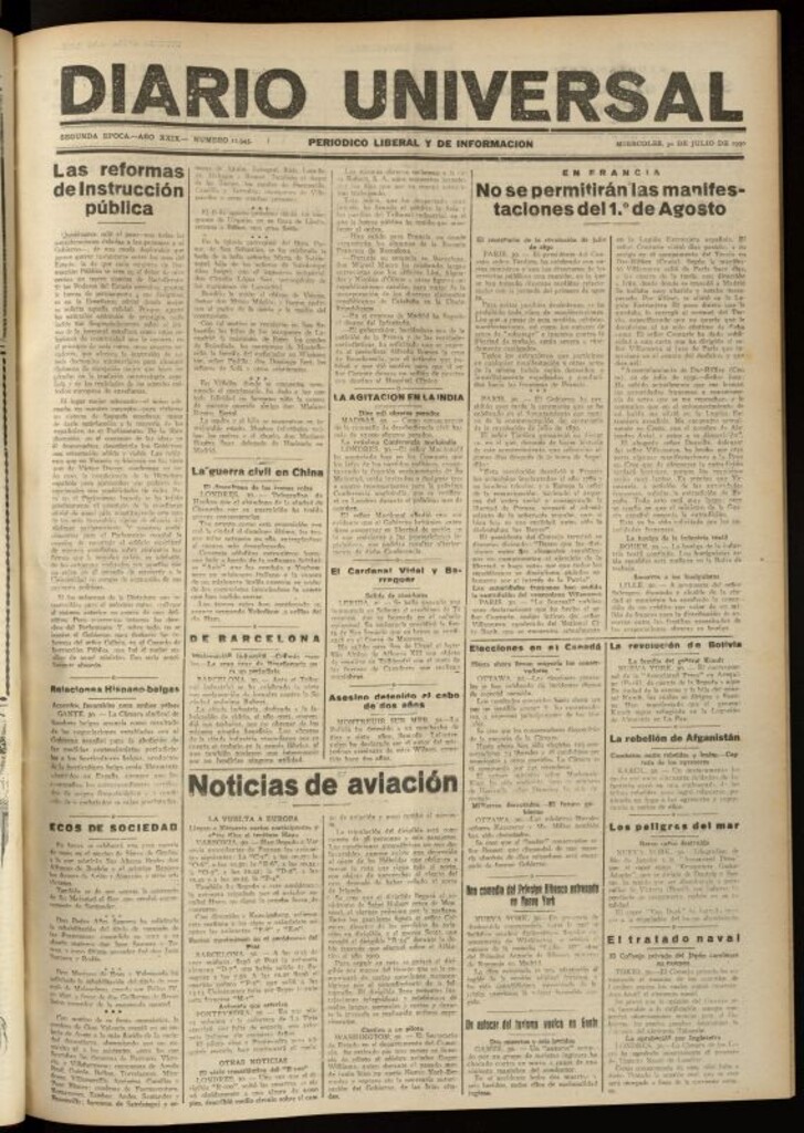 Miniatura de Diario Universal del 30 de julio de 1930