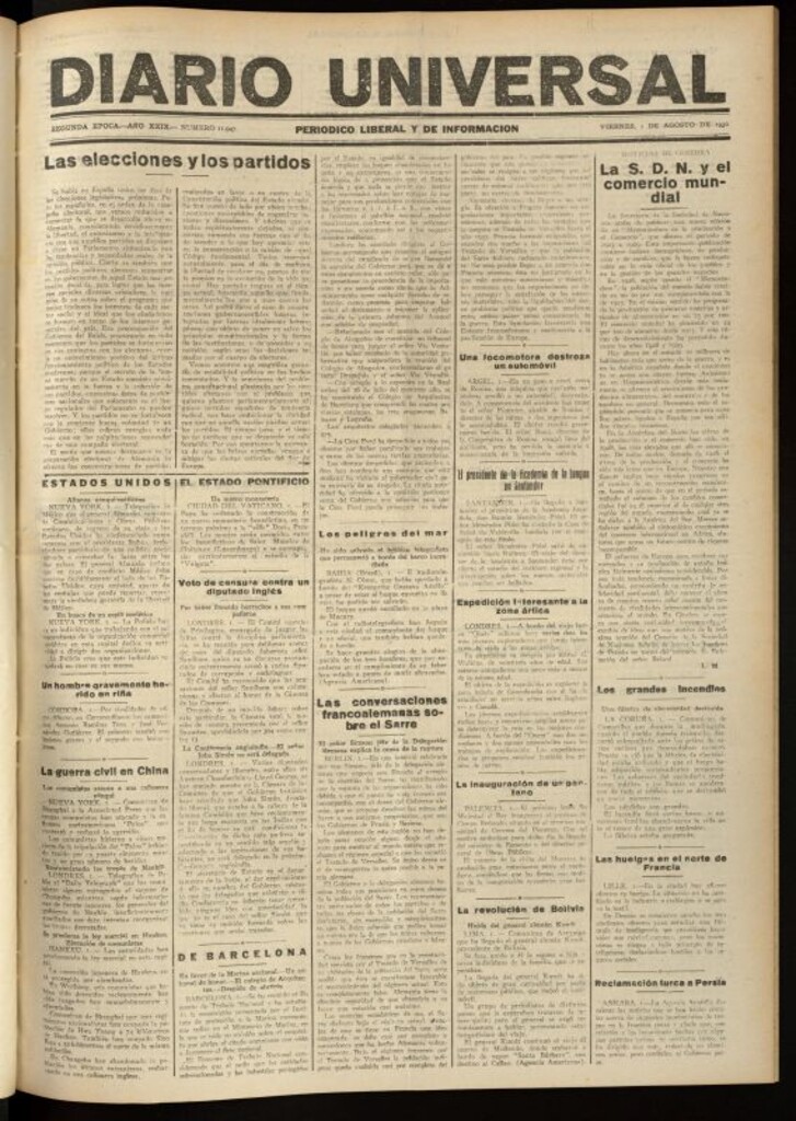 Miniatura de Diario Universal del 1 de agosto de 1930