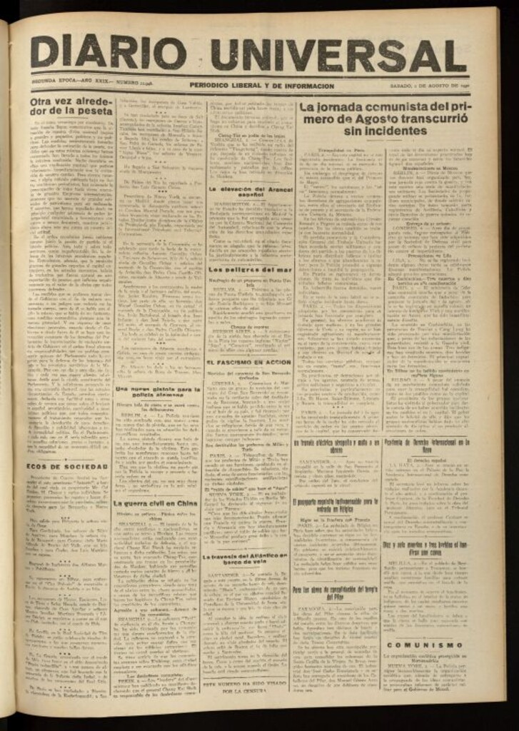 Miniatura de Diario Universal del 2 de agosto de 1930