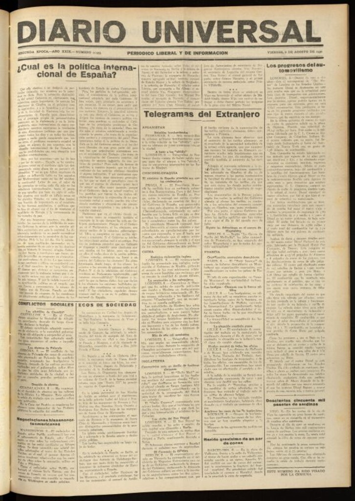 Miniatura de Diario Universal del 8 de agosto de 1930