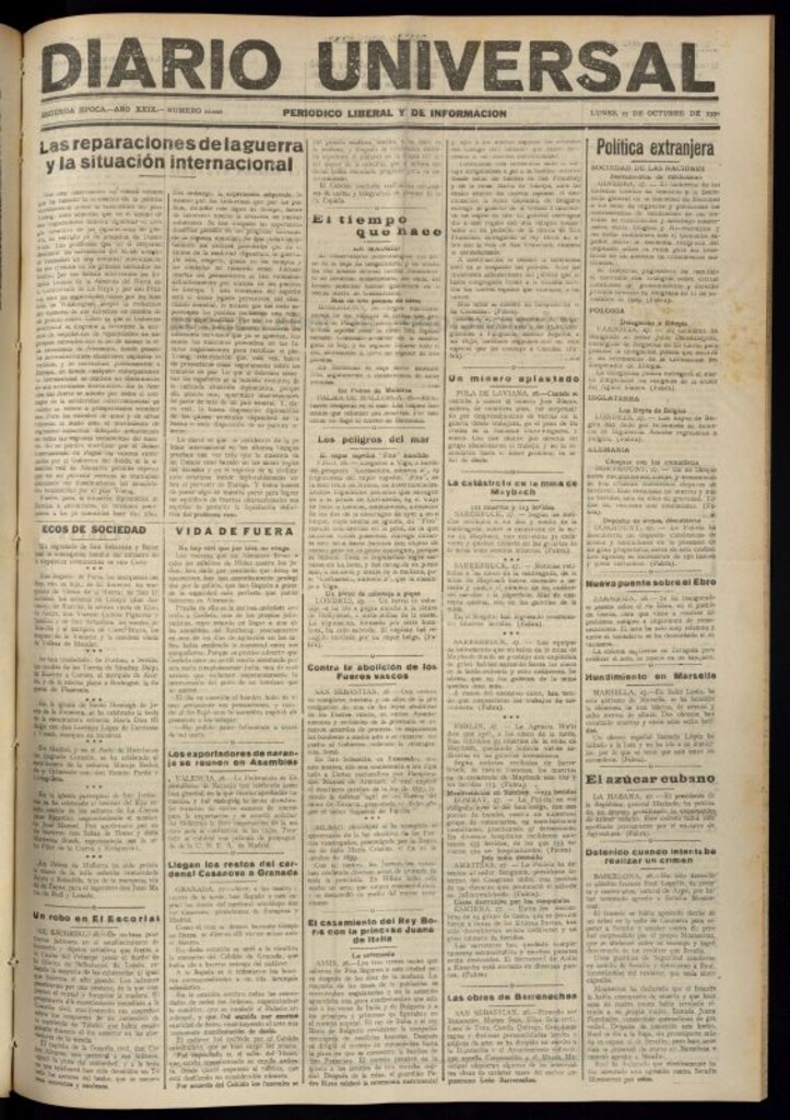 Miniatura de Diario Universal del 27 de octubre de 1930