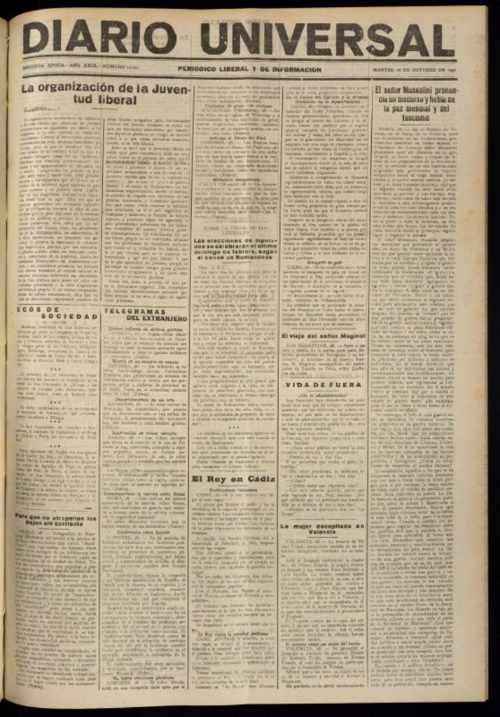 Miniatura de Diario Universal del 28 de octubre de 1930