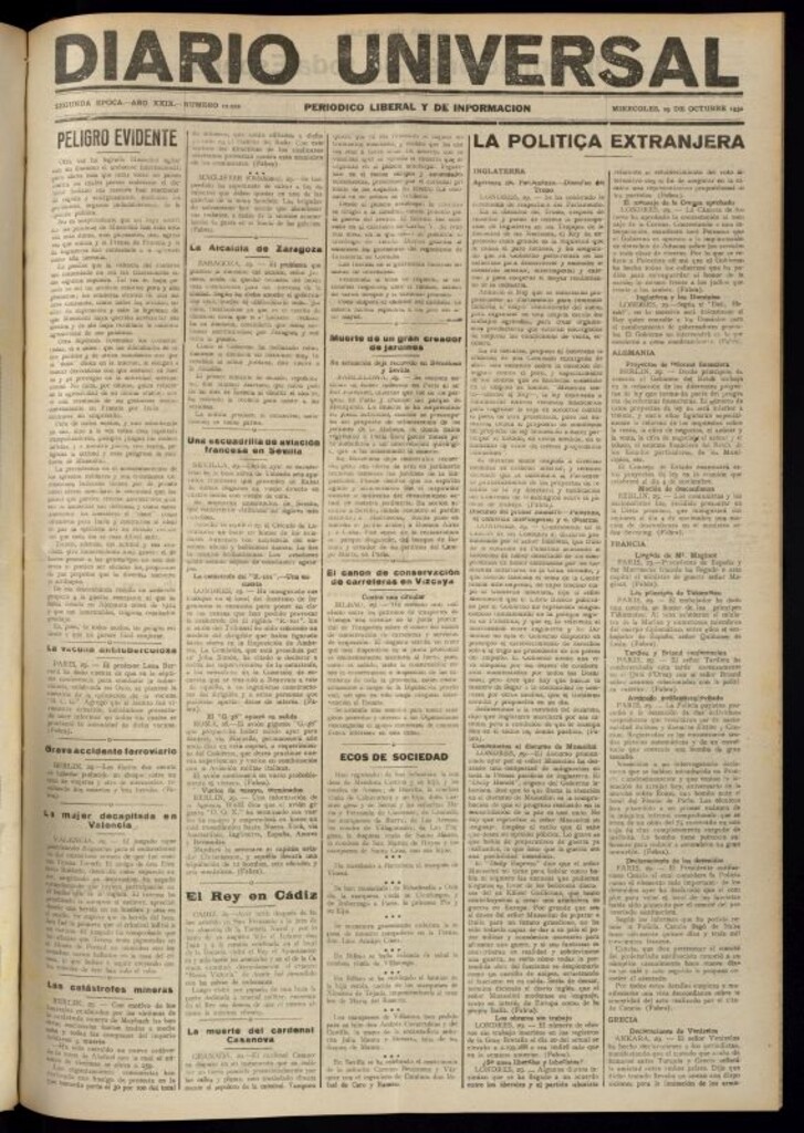 Miniatura de Diario Universal del 29 de octubre de 1930