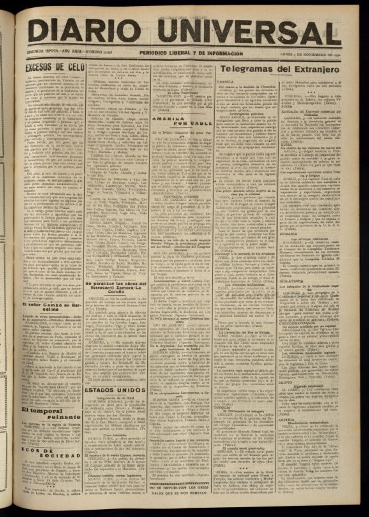 Miniatura de Diario Universal del 3 de noviembre de 1930