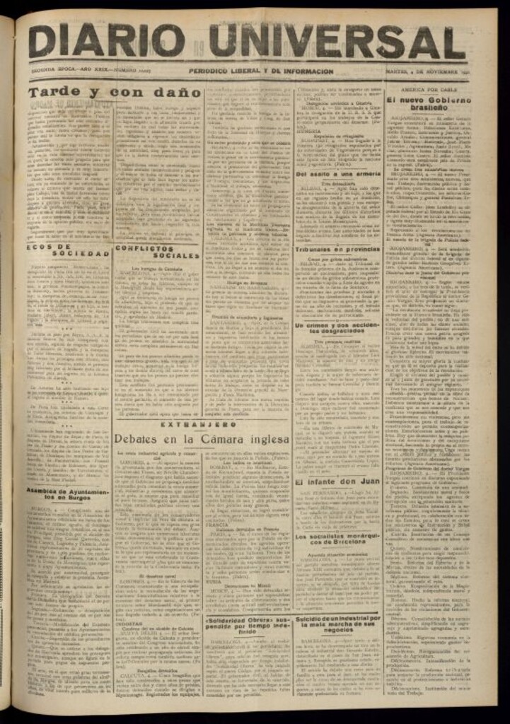 Miniatura de Diario Universal del 4 de noviembre de 1930