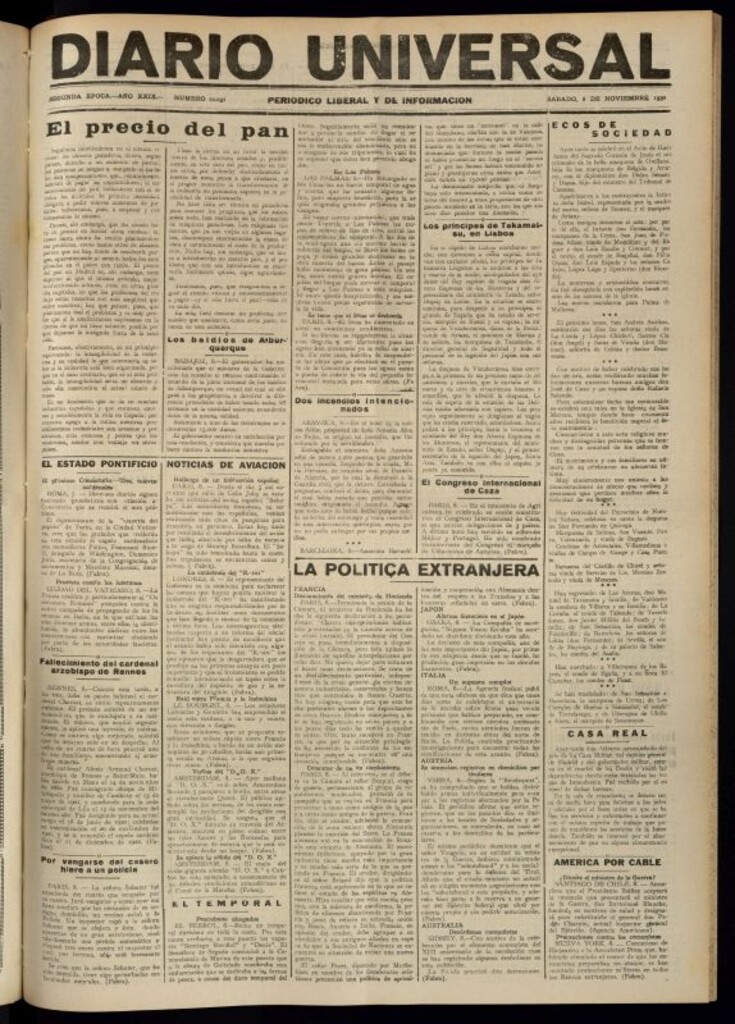 Miniatura de Diario Universal del 8 de noviembre de 1930