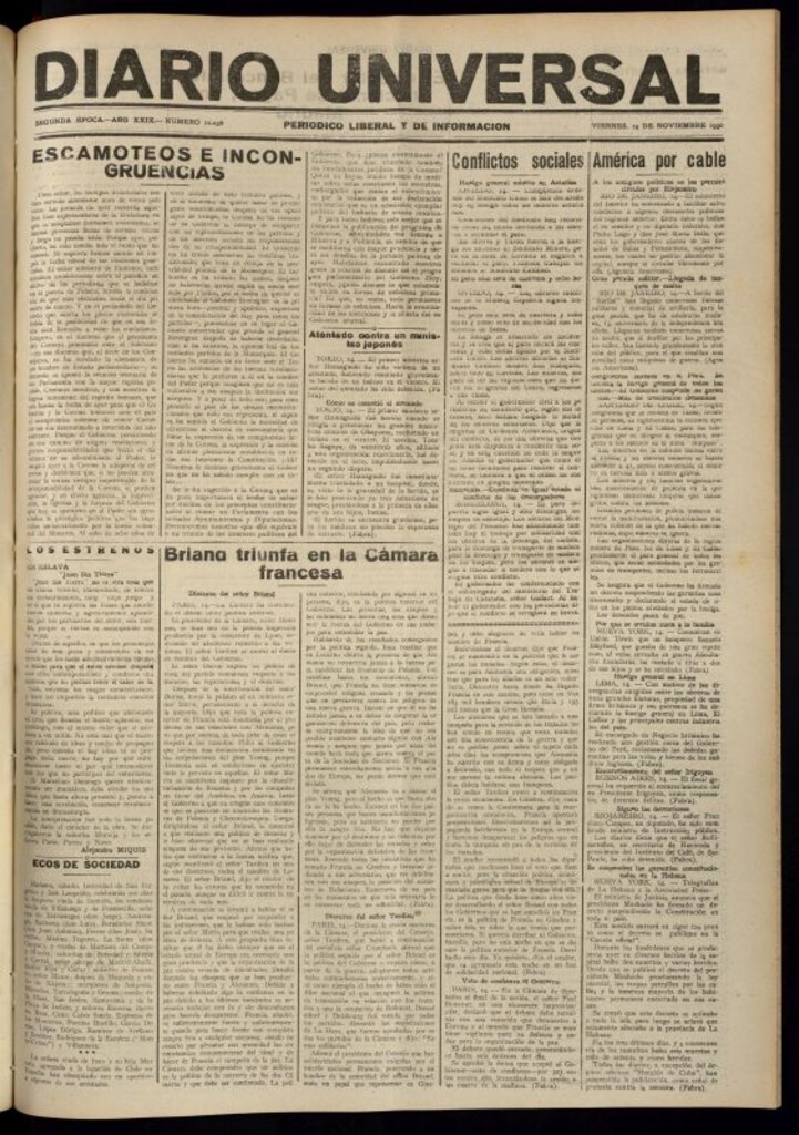 Miniatura de Diario Universal del 14 de noviembre de 1930