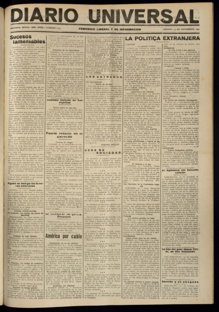Miniatura de Diario Universal del 15 de noviembre de 1930
