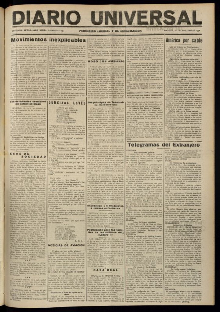 Miniatura de Diario Universal del 18 de noviembre de 1930