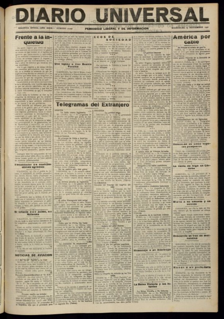 Miniatura de Diario Universal del 19 de noviembre de 1930