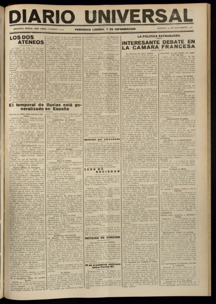 Miniatura de Diario Universal del 29 de noviembre de 1930